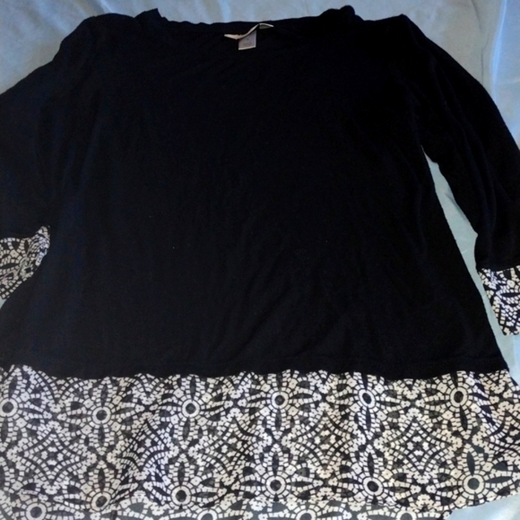 #45 ~ Black Women's Quarter Sleeve Dressy Blouse Shirt - Picture 2 of 3